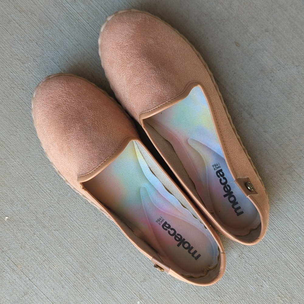 Moleca Pink Slip On Brazillian Round Toe‎ Flats Shoes 6